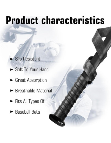 Cinta Antideslizante para Bate MBAIYO 4 Pcs 117.6 cm Negro