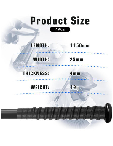 Cinta Antideslizante para Bate MBAIYO 4 Pcs 117.6 cm Negro