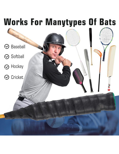 Cinta Antideslizante para Bate MBAIYO 4 Pcs 117.6 cm Negro