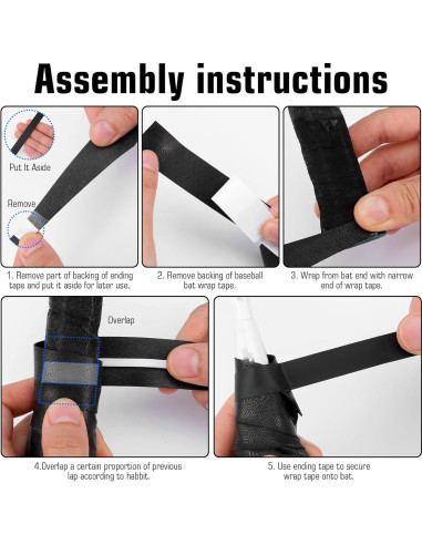 Cinta Antideslizante para Bate MBAIYO 4 Pcs 117.6 cm Negro