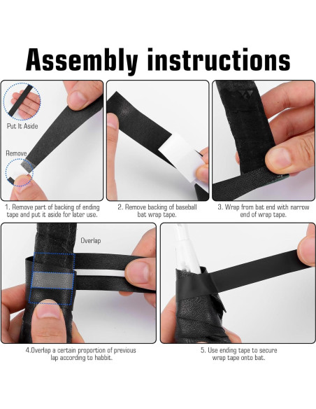 Cinta Antideslizante para Bate MBAIYO 4 Pcs 117.6 cm Negro