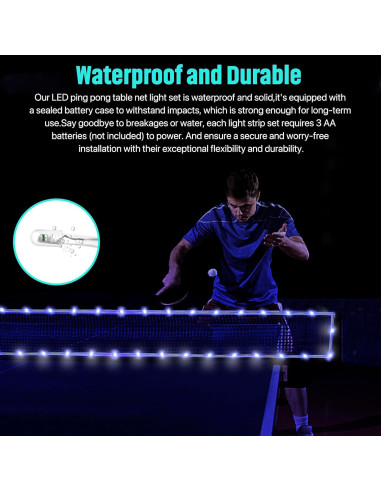 Luz LED para mesa de ping pong Ehaijia 4m, 16 colores, resistente al agua