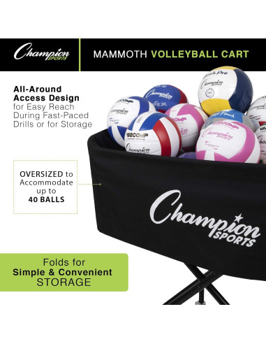 Carro de Voleibol Plegable Champion Sports Pro - 40 Pelotas