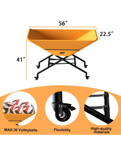 Carro de Voleibol Plegable MR INXHCT-25 con Ruedas, 30 Pelotas 2