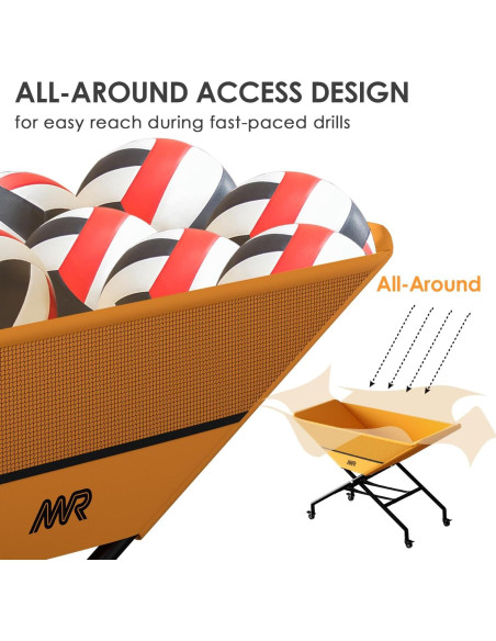 Carro de Voleibol Plegable MR INXHCT-25 con Ruedas, 30 Pelotas