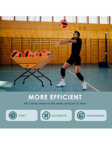 Carro de Voleibol Plegable MR INXHCT-25 con Ruedas, 30 Pelotas