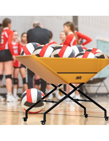 Carro de Voleibol Plegable MR INXHCT-25 con Ruedas, 30 Pelotas