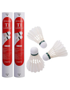 Plumas de bádminton TENGAOSI 12PCS con plumas de pato y corcho