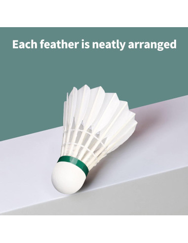Plumas de bádminton TENGAOSI 12PCS con plumas de pato y corcho