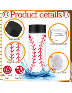 Skylety 24 Botellas Deportivas de Plástico 400 ml Diseño Béisbol 2