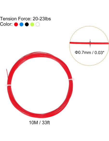 Cuerda de Raqueta de Bádminton PATIKIL 10M Nylon 5 Colores
