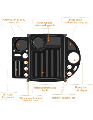 Carro de salón BARBERPLAN negro 5 cajones con ruedas