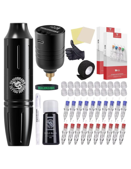 Kit de Tatuaje Inalámbrico Dragonhawk S11 para Principiantes