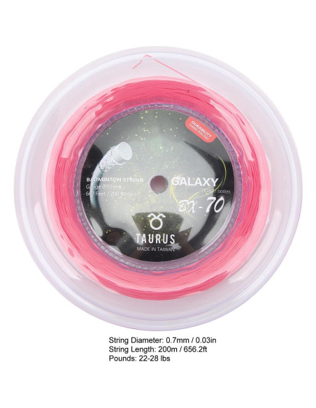 Cuerda de Bádminton Nylon Gonetre 200m 0.7mm Rosa