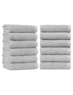 Toallas de Mano de Algodón Amazon Basics, Paquete de 12, Gris