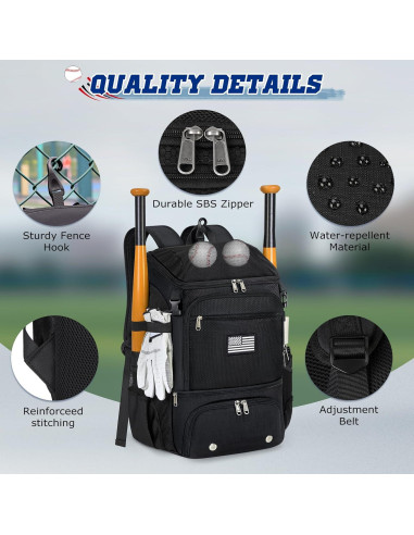 Mochila de béisbol RAINSMORE 9533 con compartimento para zapatos