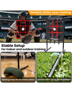 Red de Lanzamiento Béisbol UbiCoSptJoy 9 Huecos Ajustable 114.3 cm 2