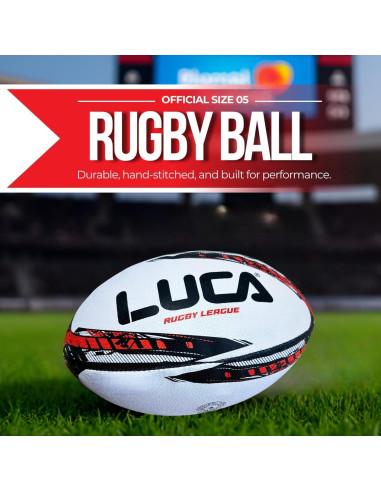Balón de Rugby LUCA Tamaño 5 Cosido a Mano Resistente al Agua