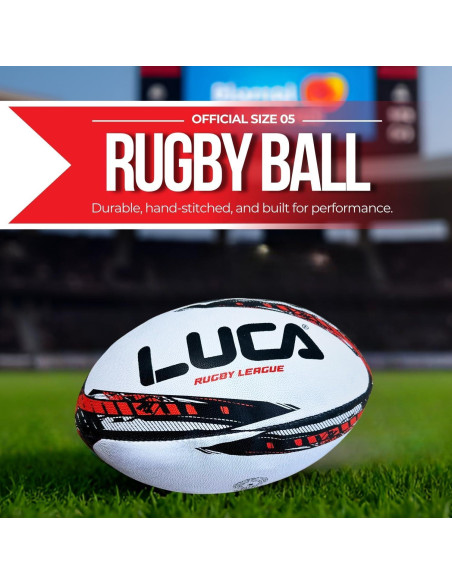 Balón de Rugby LUCA Tamaño 5 Cosido a Mano Resistente al Agua
