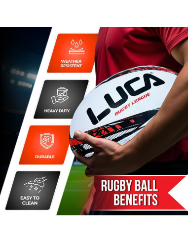 Balón de Rugby LUCA Tamaño 5 Cosido a Mano Resistente al Agua