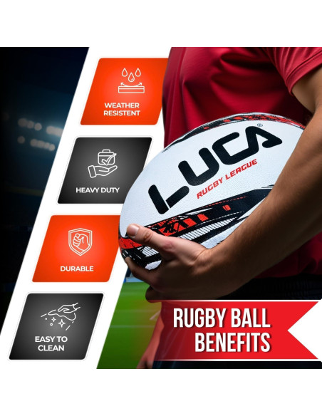 Balón de Rugby LUCA Tamaño 5 Cosido a Mano Resistente al Agua