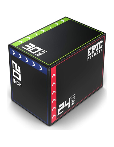 Caja Pliométrica de Espuma 3-en-1 Epic Fitness - 50.8/61/76.2 cm
