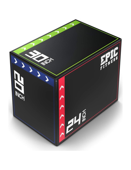 Caja Pliométrica de Espuma 3-en-1 Epic Fitness - 50.8/61/76.2 cm