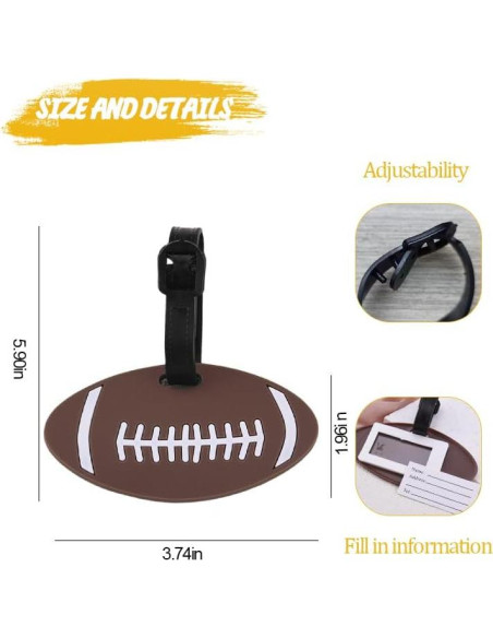 Etiqueta de Equipaje de Fútbol MXXGMYJ Redonda 14.99x8.99cm