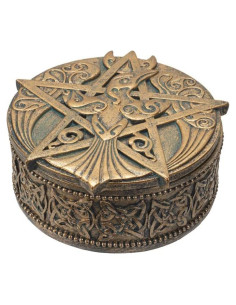 Caja Decorativa Redonda Ebros Gift Cuervo Celta 12.7 cm