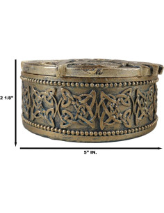 Caja Decorativa Redonda Ebros Gift Cuervo Celta 12.7 cm 2