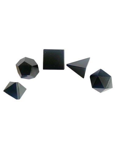 Juego de Geometría de Obsidiana Negra 5 Piezas Hecho a Mano