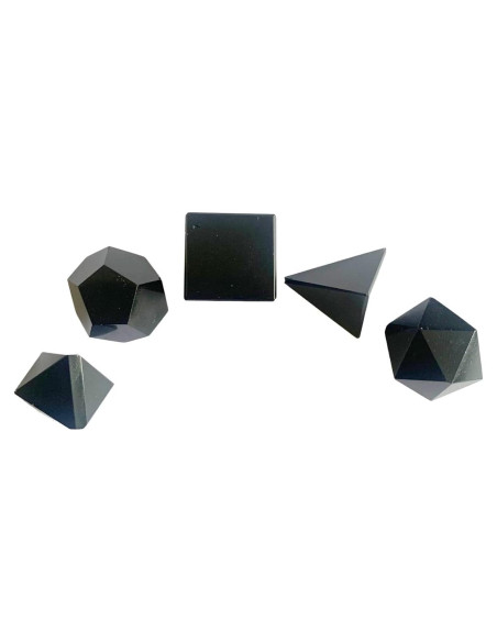 Juego de Geometría de Obsidiana Negra 5 Piezas Hecho a Mano