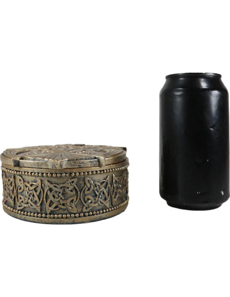 Caja Decorativa Redonda Ebros Gift Cuervo Celta 12.7 cm