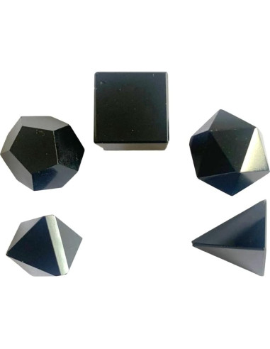 Juego de Geometría de Obsidiana Negra 5 Piezas Hecho a Mano
