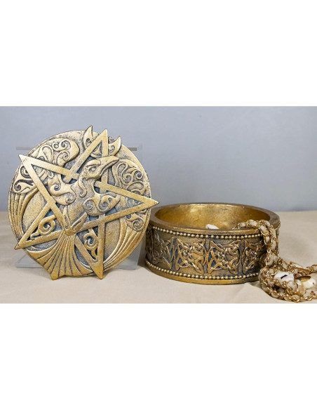 Caja Decorativa Redonda Ebros Gift Cuervo Celta 12.7 cm