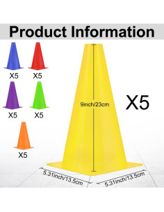 Conos de Tráfico Hoteam 30 Piezas 22.86 cm Multicolor 2