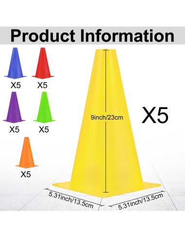 Conos de Tráfico Hoteam 30 Piezas 22.86 cm Multicolor