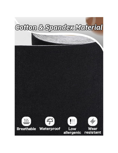 Cinta Atlética Autoadhesiva Biggun Negra 10m - 2 Rollos