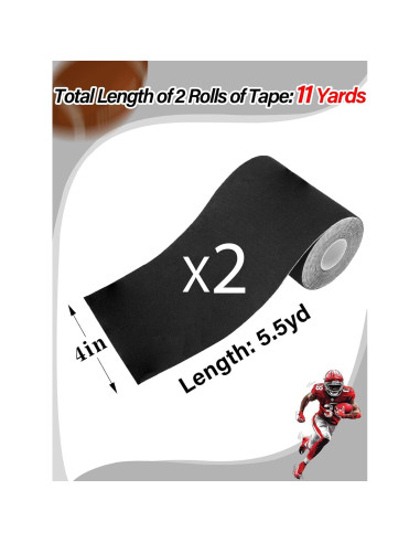 Cinta Atlética Autoadhesiva Biggun Negra 10m - 2 Rollos