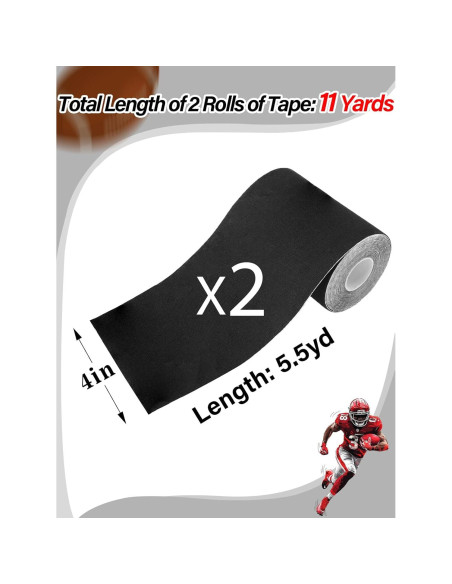 Cinta Atlética Autoadhesiva Biggun Negra 10m - 2 Rollos