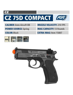 Pistola de Airsoft ASG CZ 75D Compacto 6mm Resorte 2