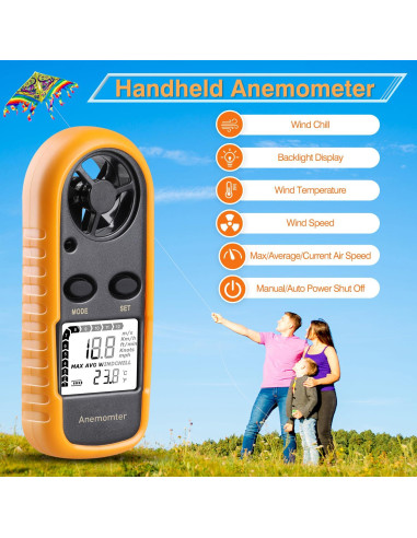 Anemómetro Digital de Mano XRCLIF - Medidor de Viento y Temperatura