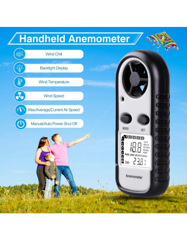 Anemómetro Digital XRCLIF Medidor de Velocidad del Viento