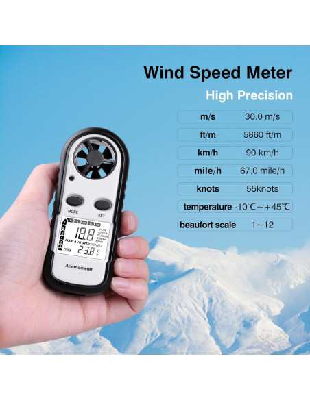 Anemómetro Digital XRCLIF Medidor de Velocidad del Viento