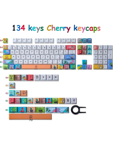 Teclas Personalizadas PBT Wunzkii Anime Cherry 134 Teclas