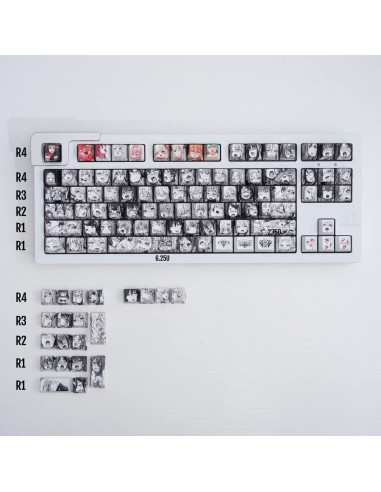 Juego de Teclas PBT Gliging 108 Teclas Anime para Teclado Mecánico