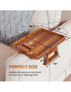 Mesa para Brazo de Sofá Tinamo 39.9x27.9cm Madera Acacia 2
