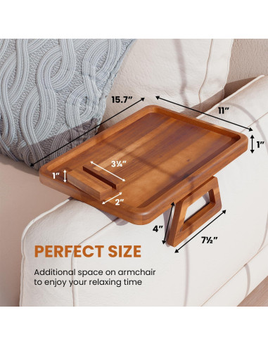 Mesa para Brazo de Sofá Tinamo 39.9x27.9cm Madera Acacia