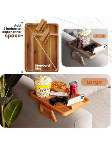 Mesa para Brazo de Sofá Tinamo 39.9x27.9cm Madera Acacia