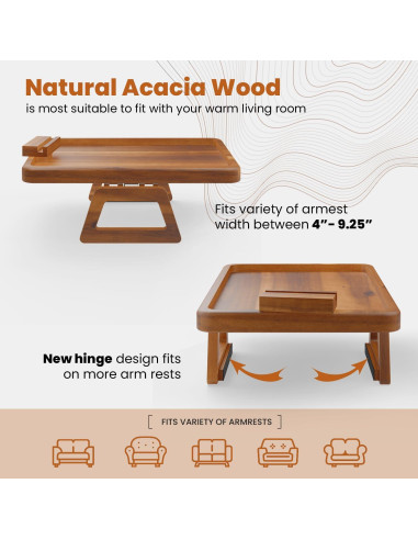 Mesa para Brazo de Sofá Tinamo 39.9x27.9cm Madera Acacia